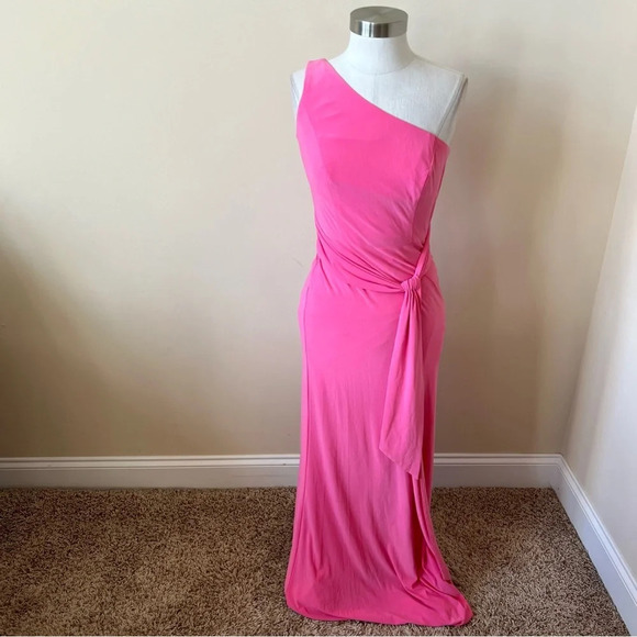 Mac Duggal Ieena 26581 One Shoulder Jersey Gown pink 17545 - Picture 4 of 14